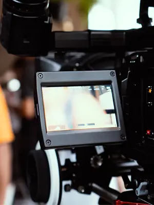 close-up of filming camera
