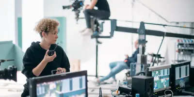 people filming on set