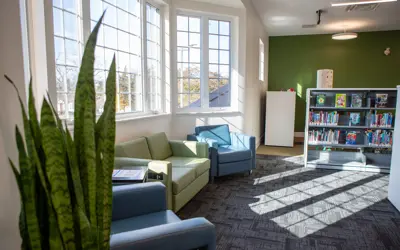 Reading lounge space inside the library branch