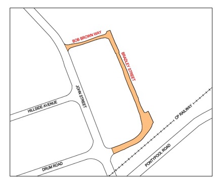 Bob Brown Way and Bradley St Map