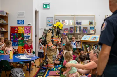 firefighter visiting a school classroom